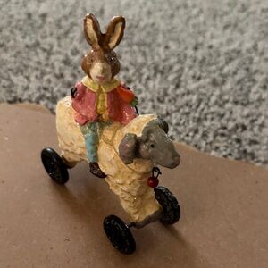 Charming Vintage Rabbit and Sheep Figurine